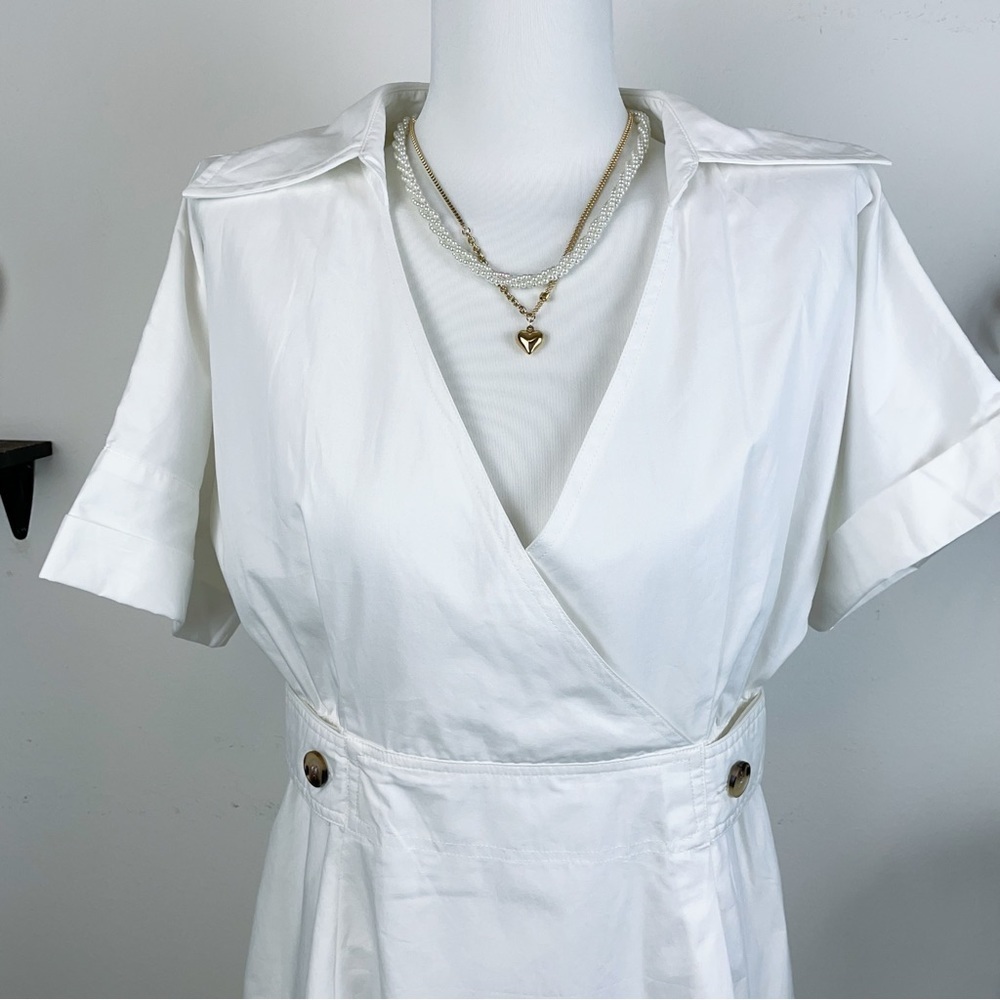 En Saison Lorena Short Sleeve Midi Dress in Off White Small NWT - Picture 4 of 9